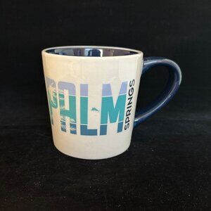 Tommy Bahama Ceramic Palm Springs Souvenir Coffee Mug Navy Blue & White 16 Oz